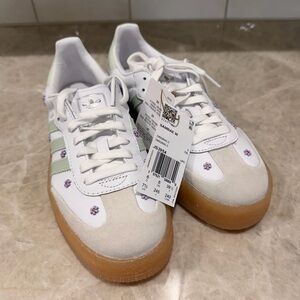 adidas Samba W White, Light Green & Purple Daisy Sneakers